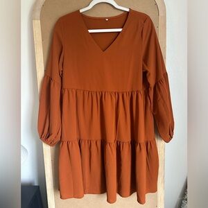 Rust Orange Tiered Dress